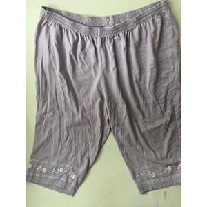 C.D. Daniels Womens 3X Purple Capri Pants Elastic Waist Floral Embroidered